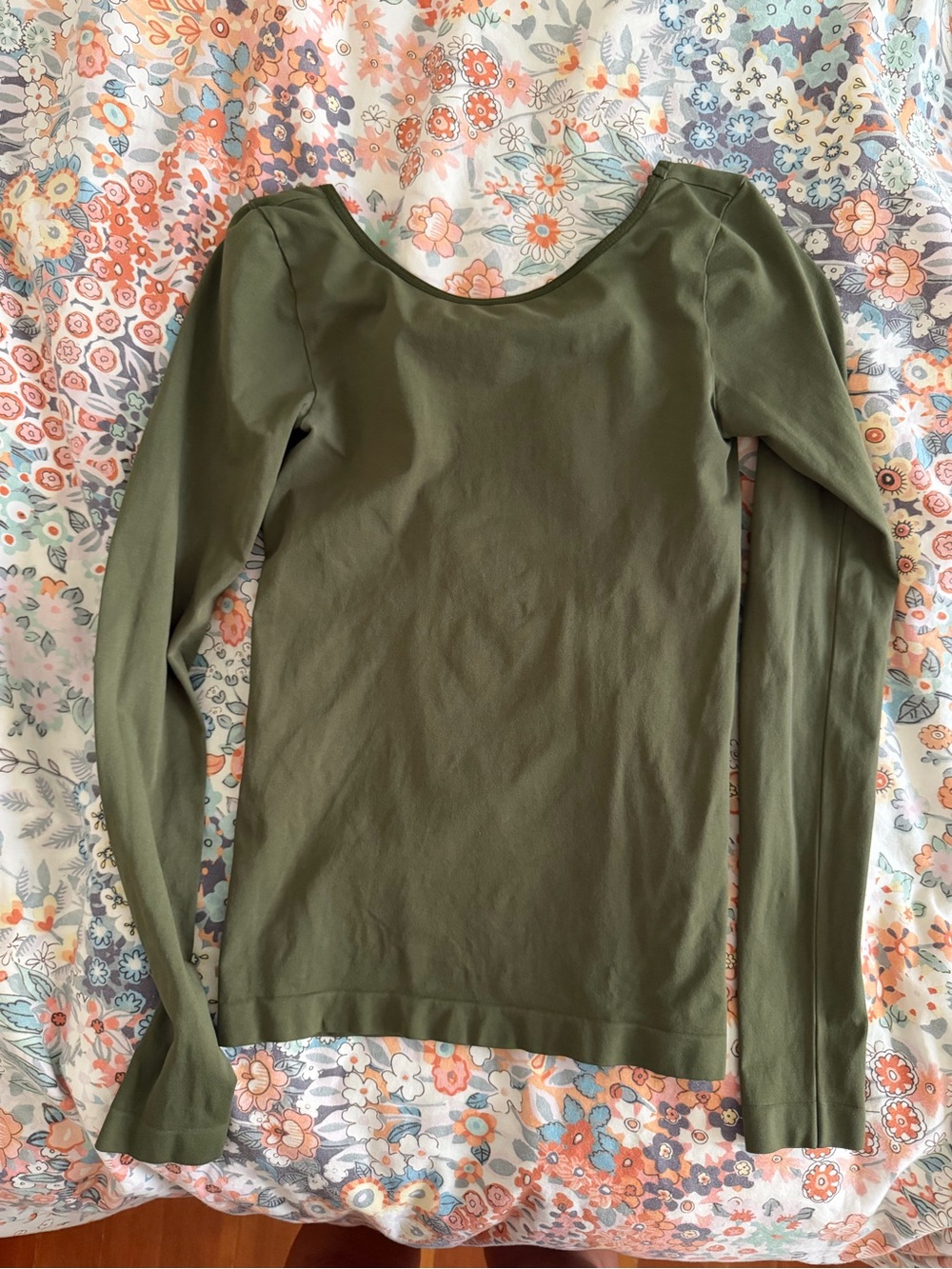 We The Free Olive Green Scoop Neck Long Sleeve Top